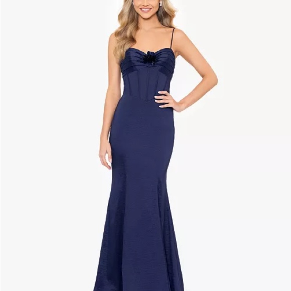 Blondie Nites Flower Corset Navy Blue Gown